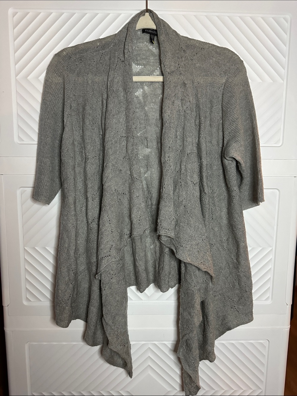 Eileen Fisher Heather Gray Waterfall Open-Front Cardigan